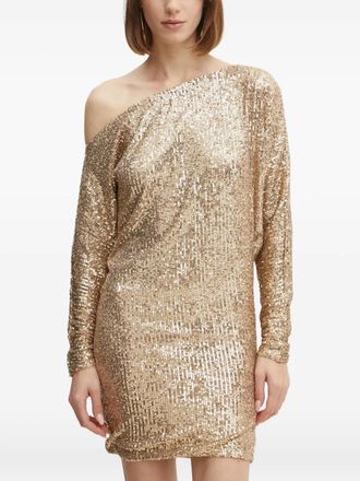 Marciano sequin one-shoulder mini dress - Gold