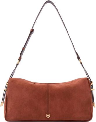 Pinko Grote Su&egrave;de Spray Schoudertas - Dames - Schoudertassen - Bruin - ONE Size - Su&egrave;de - Tassen