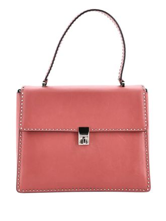 Valentino Garavani Turnlock Top Handle Bag Leather with Micro Rockstuds Medium satchel - Roze