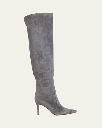 Gianvito Rossi Hansen Suede Pointed-Toe Knee Boots