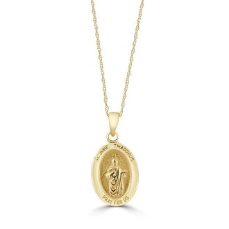 Pompeii3 14k White or Yellow Gold Mother St. Jude Thadeus Pendant Necklace 14.5mm Tall