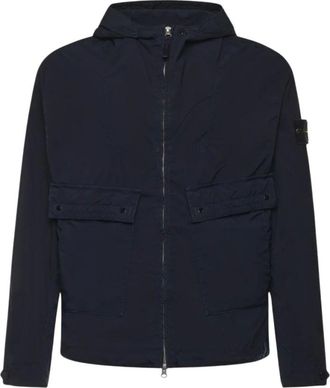 Stone Island Jassen, Heren, Blauw, XL, Polyester, Licht Compact Touch Poly-TC Jack