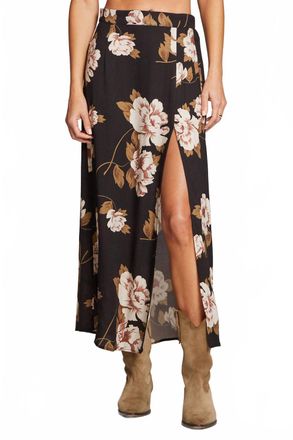 Saltwater Luxe Floral Midi Skirt In Black