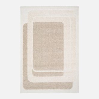 Sweeek Alfombra Interior Con Dise&ntilde;o Gr&aacute;fico Beige Y Crema