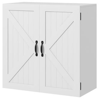 Kleankin Kleankin - Armadietto Bagno Stile Country In Legno Con Ripiano Regolabile Bianco