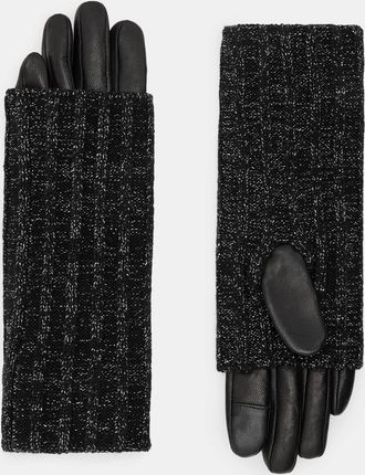 AllSaints Leather Zoya Knitted Cuff Leather Gloves, Size: XS