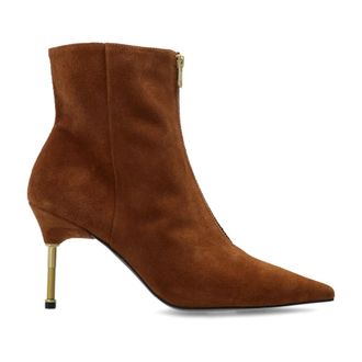 AllSaints Heeled Boots, female, Brown, Size: 8 1/2 US Natasha Pointed Zip Up Suede Boots