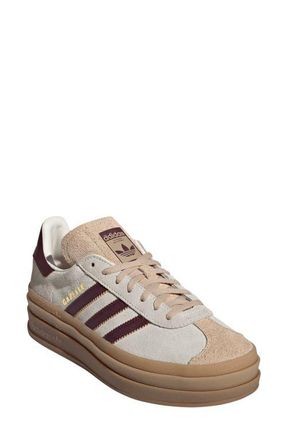 adidas Gazelle Bold Platform Sneaker in Cream White/Maroon/beige at Nordstrom, Size 8