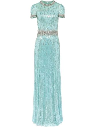 Jenny Packham Celeste dress - women - Nylon - 8 - Blue