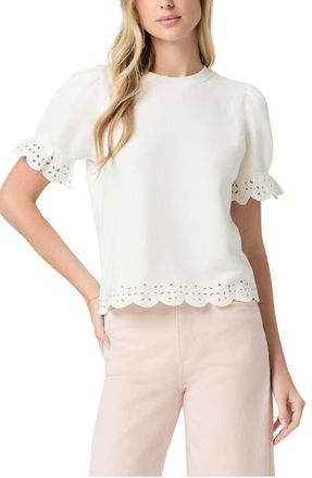 Paige Ciabatta Eyelet Trim Cotton Top in Ivory at Nordstrom, Size X-Large