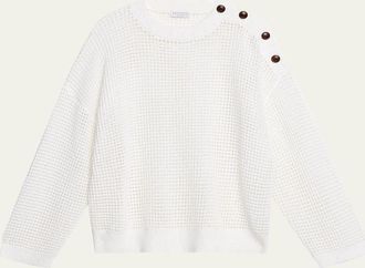 Brunello Cucinelli Pailette Summer Net Sweater With Button Detail