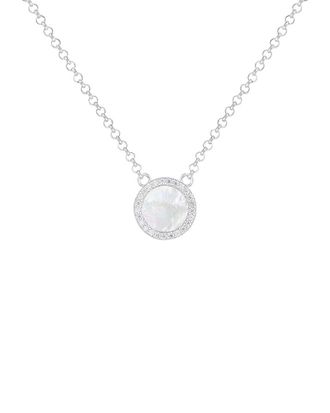 Splendid Pearls Silver 8X8mm Pearl Cz Necklace