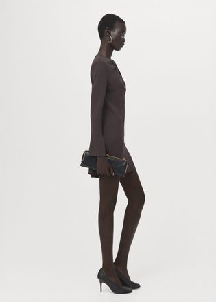 Mango Vestito collo drappeggiato maniche lunghe marrone - Donna - XXS - MANGO