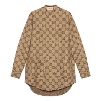 Gucci (WMNS) Gucci Maxi GG Canvas Shirt Camel Ebony 669337-ZAHT5-2580