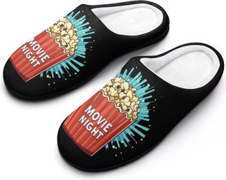 Generic Cool Popcorn Cinema Snack Womens Slippers Warm House Slippers Indoor House Shoes with Anti-Skid Rubber Sole