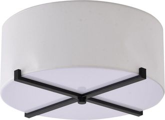 Bethel International Stainless Steel Flush Mount With Fabric Shade