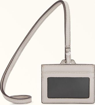 Furla Man Project Porta Badge Perla E Grigio Chiaro Pelle Di Vitello Testurizzata Milos Uomo