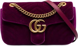 Gucci Pre-owned Gucci Medium GG Marmont Matelasse Velvet Shoulder Bag Ladies PPGVCH37SLFPOWBN