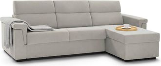 Dmora Divano Letto Con Penisola Ganzaria, Sof&agrave; Angolare Trasformabile Per Salotto, Imbottito, Sfoderabile, Qualit&agrave; 100% Made In Italy, 285x160 H100 Cm, Beig
