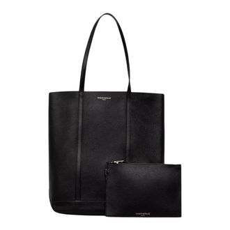 Maison Kitsun&eacute; Paris Leren Tote - Dames - Tassen - Zwart - Maat: ONE Size Leer