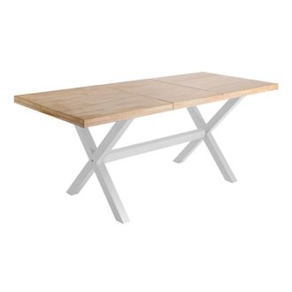 Mathi Design Mesa extensible de madera y acero estilo industrial