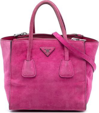 Prada Borsa a tracolla Twin Pocket piccola in pelle scamosciata 2000-2025 - Rosa