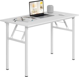 Soges Scrivania, tavolo pieghevole, materiale in legno, tavolo per computer, scrivania da ufficio, tavolo da pranzo per la famiglia, picnic. 10060, Bianco