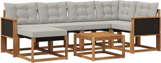 vidaXL Conjunto De Sof&aacute;s De Exterior 7 Uds. Natural Y Gris Claro Vidaxl