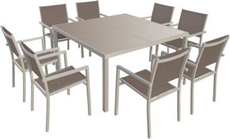 Happy Garden Cagliari set di mobili da giardino in textilene taupe 8 posti - alluminio taupe