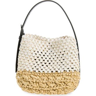 Toteme Small Belted Paper Straw Tote in Ecru/Vanilla at Nordstrom