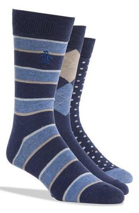 Original Penguin Gilbert Dot Crew Socks - Pack of 3 in Navy at Nordstrom Rack