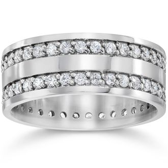 Pompeii3 1 1/2ct Diamond Eternity Wedding Anniversary Gold Ring 7MM Size Selectable