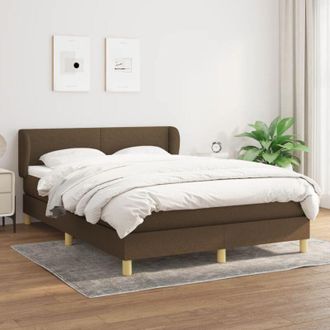 vidaXL Vidaxl - Cama Box Spring Con Colch&oacute;n Tela Marr&oacute;n Oscuro 140x200 Cm
