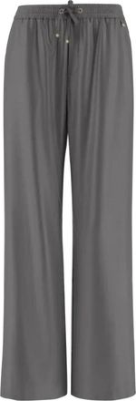 Herno Gelamineerde Broek met Trekkoord - Dames - Wijde Broeken - Grijs - M - Polyester - Broeken
