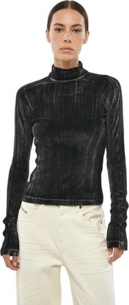Diesel Black Textured Mock Collar Top