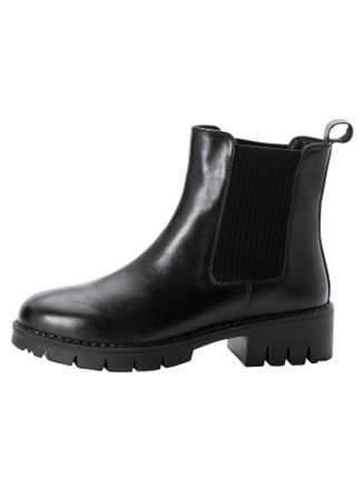 Sheego Stiefelette SHEEGO, Damen, Gr. 40, schwarz, Leder, Schuhe Stiefelette