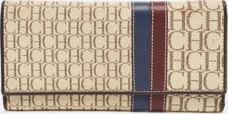 Carolina Herrera Off White Monogram Flap Trifold Continental Wallet