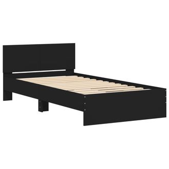 vidaXL Vidaxl - Estructura Cama Con Cabecero Madera Ingenier&iacute;a Negro 100x200 Cm