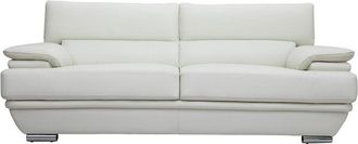 Miliboo Divano pelle design 3 posti con poggiatesta reclinabile bianco EWING