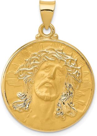Diamond2Deal 14k Yellow Gold Head of Christ Medal Hollow Round Pendant
