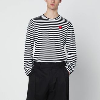 Comme Des Gar&ccedil;ons Black/White Striped Cotton Long Sleeve Top