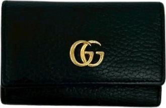 Gucci Pre-owned Wallets, male, Black, Size: ONE SIZE Pre-owned GG Marmont Leather Key Case