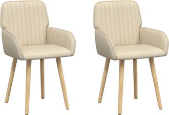 vidaXL Sillas De Comedor 2 Uds. Tela Crema 56,5 X 50 X 87,5 Cm Vidaxl