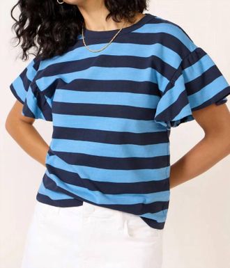 Nation Ltd Camille Ruffle Sleeve Tee In Rugby Stripe