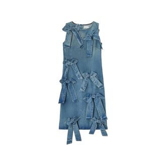 Ganni Round-neck Denim Midi Dress