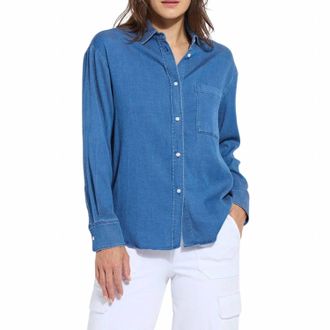 Lyss&eacute; Bay Crop Chambray Shirt In Mid Wash