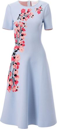 Carolina Herrera Abito svasato a fiori jacquard - Blu