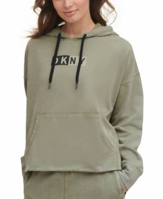 DKNY Sport Cotton Logo Graphic Hoodie In Olive