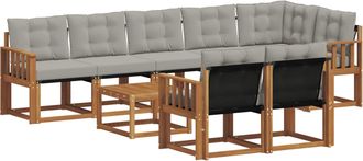 vidaXL Conjunto De Sof&aacute;s De Exterior 9 Uds. Gris Natural Y Claro Vidaxl