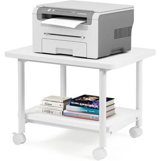 Costway Costway - Supporto per Stampante, Carrello Stampante con Ruote Girevoli a 360, Design Rimovibile, Superficie Ampia e Liscia, di Legno e Acciaio, 49